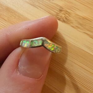 Opal inlay sterling silver ring 3.5